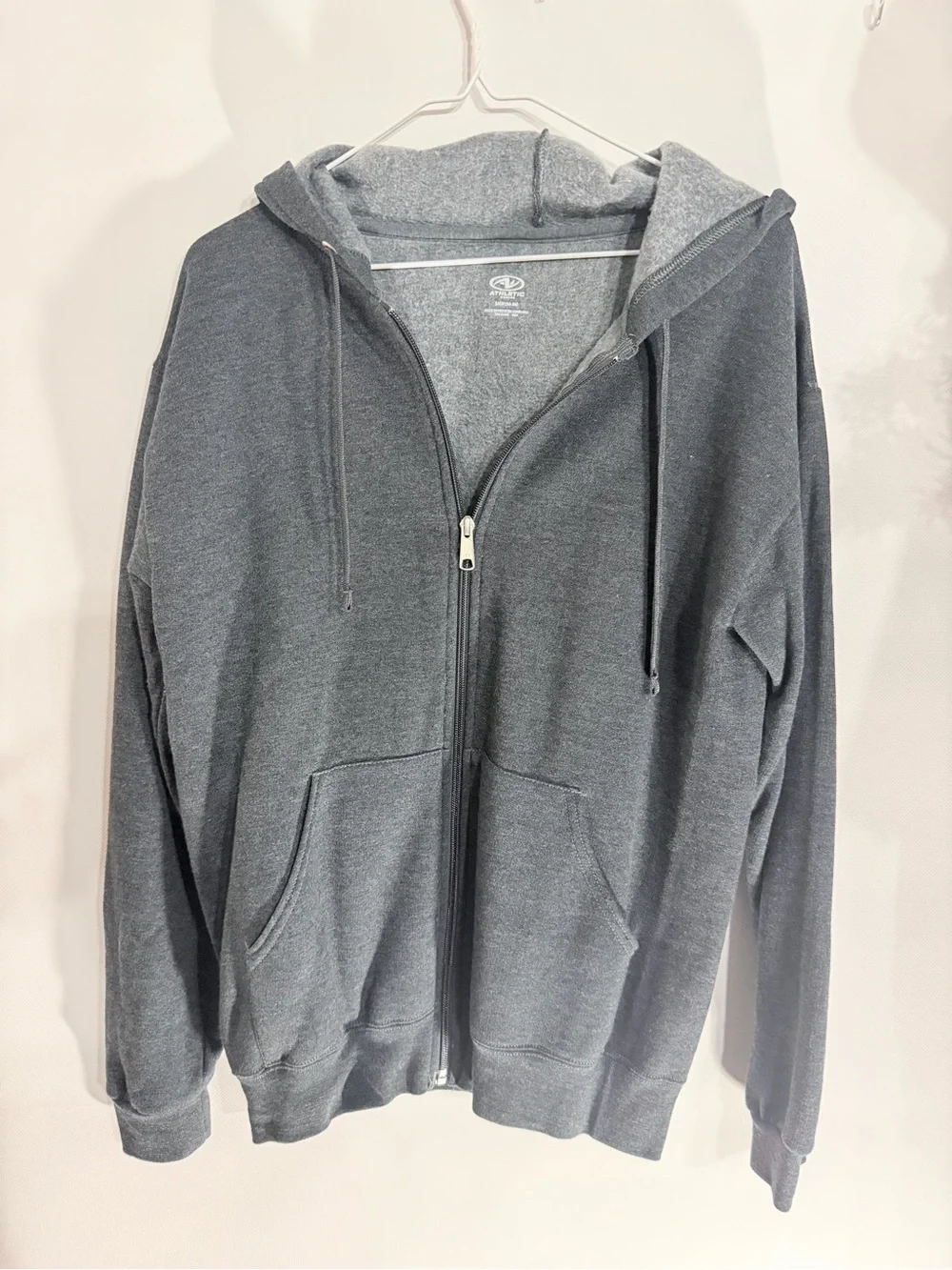 Athletic Works Charcoal Gray Full-Zip Hooded Sweater